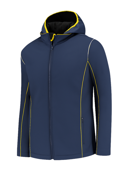 Comfortabele softshell werkjas – navy/geel