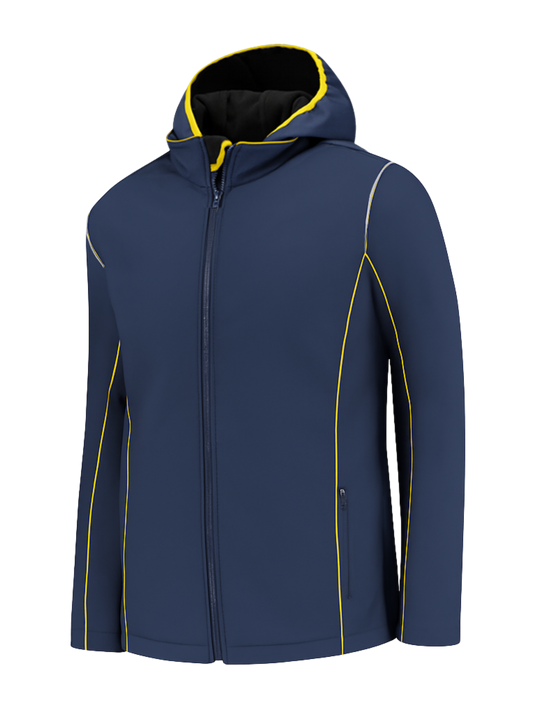 Comfortabele softshell werkjas – navy/geel