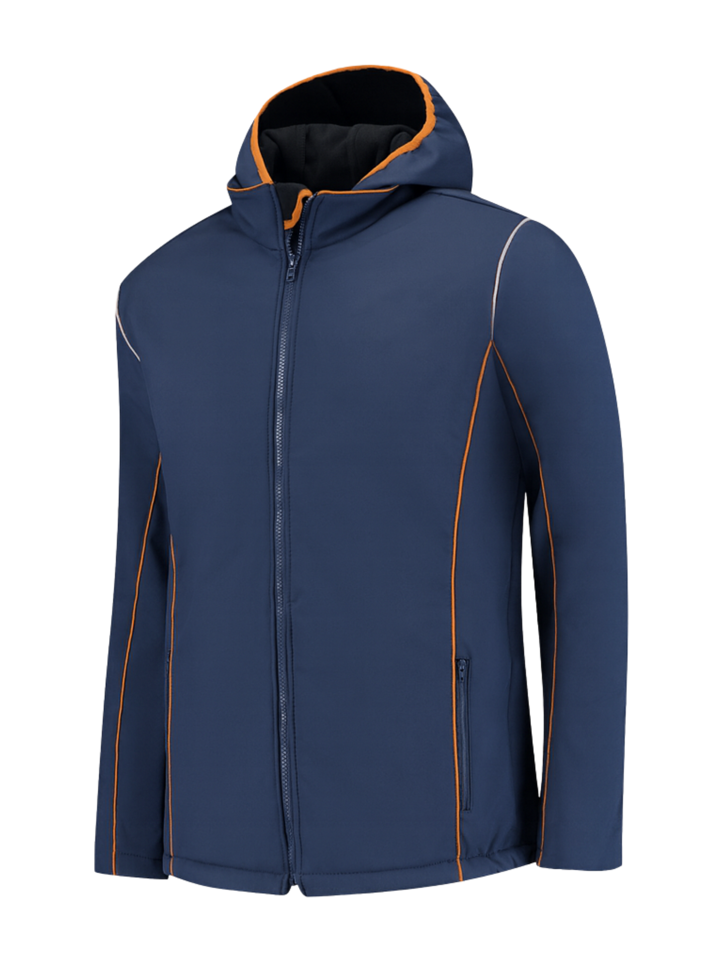 Comfortabele softshell werkjas – navy/oranje