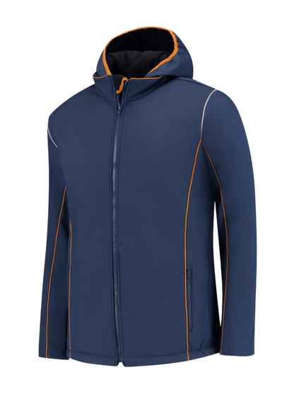 Comfortabele softshell werkjas – navy/oranje