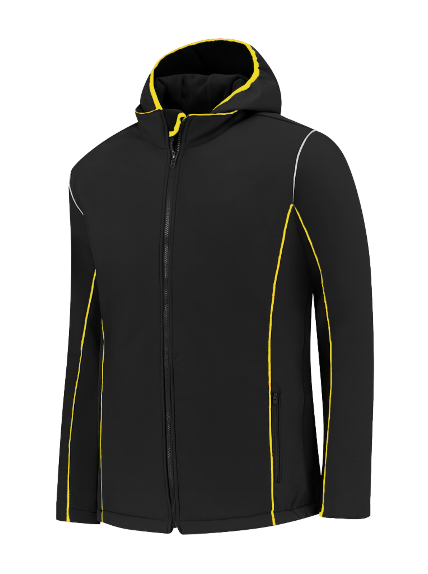 Comfortabele softshell werkjas – zwart/geel