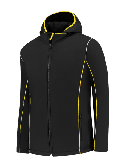 Comfortabele softshell werkjas – zwart/geel