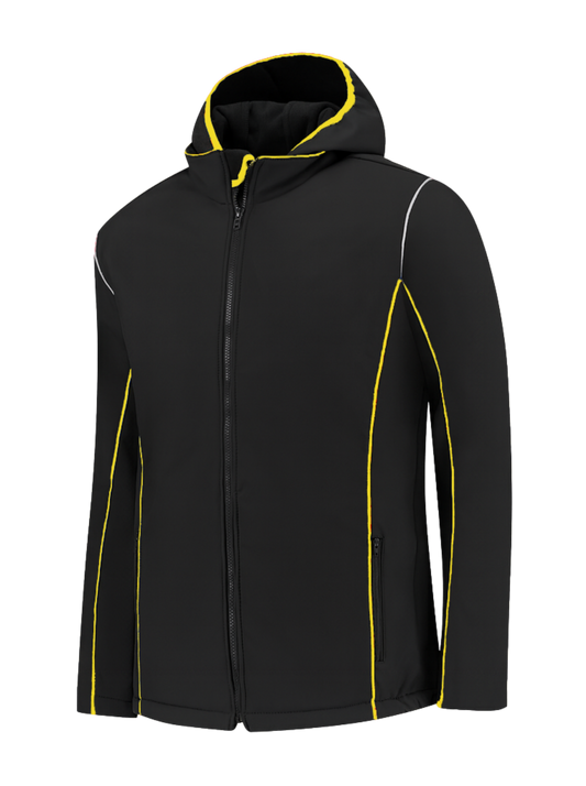 Comfortabele softshell werkjas – zwart/geel