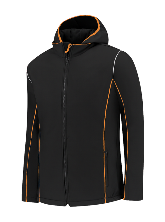 Comfortabele softshell werkjas – zwart/oranje