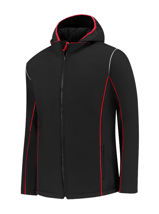 Comfortabele softshell werkjas – zwart/rood