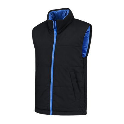 Bodywarmer Zwart met kleuraccent blauw- voor professionals comfortabel, duurzaam en representatief