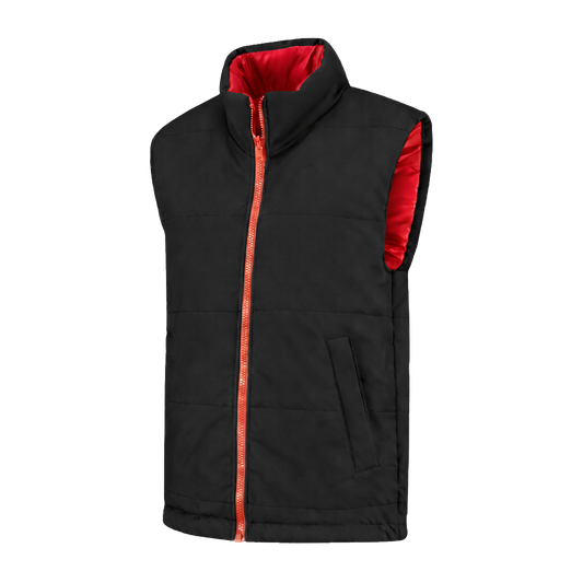 Bodywarmer Zwart met kleuraccent rood-  voor professionals comfortabel, duurzaam en representatief
