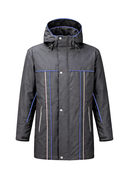 Winter werkjas antreciet met kleuraccent blauw voor professionals  warm, waterdicht en herkenbaar