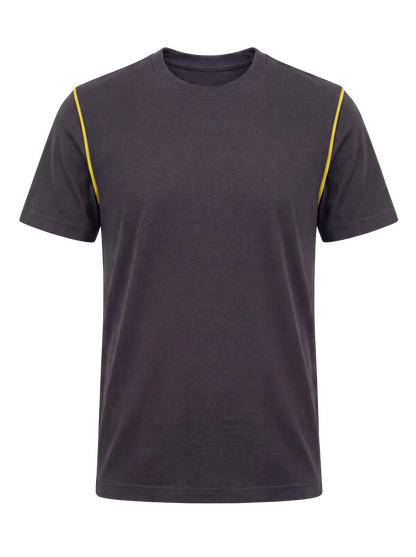Werk T-shirt- antraciet/geel