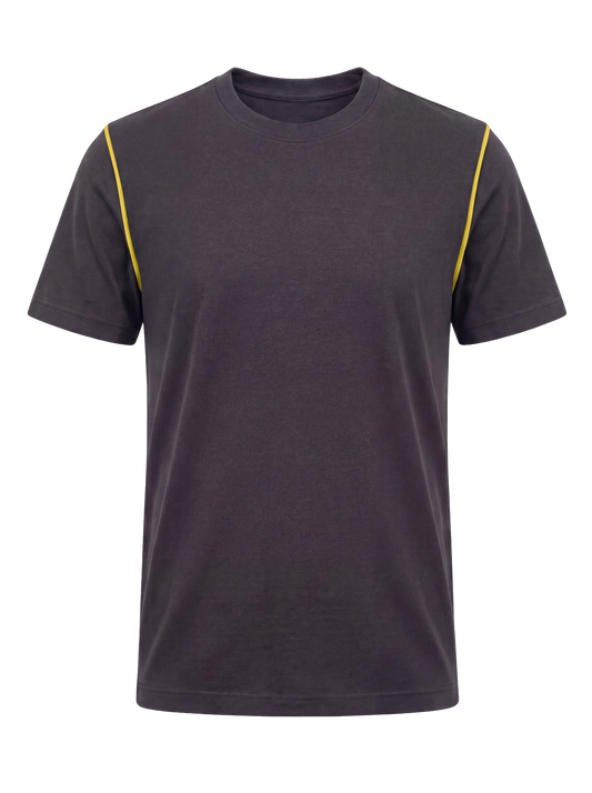 Werk T-shirt- antraciet/geel