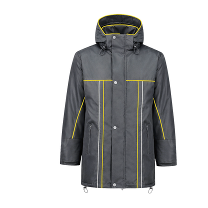 Winter werkjas antreciet met kleuraccent geel- voor professionals warm, representatief en duurzaam