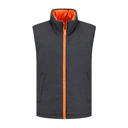 Bodywarmer Antraciet met kleuraccent oranje- voor professionals comfortabel, representatief en duurzaam
