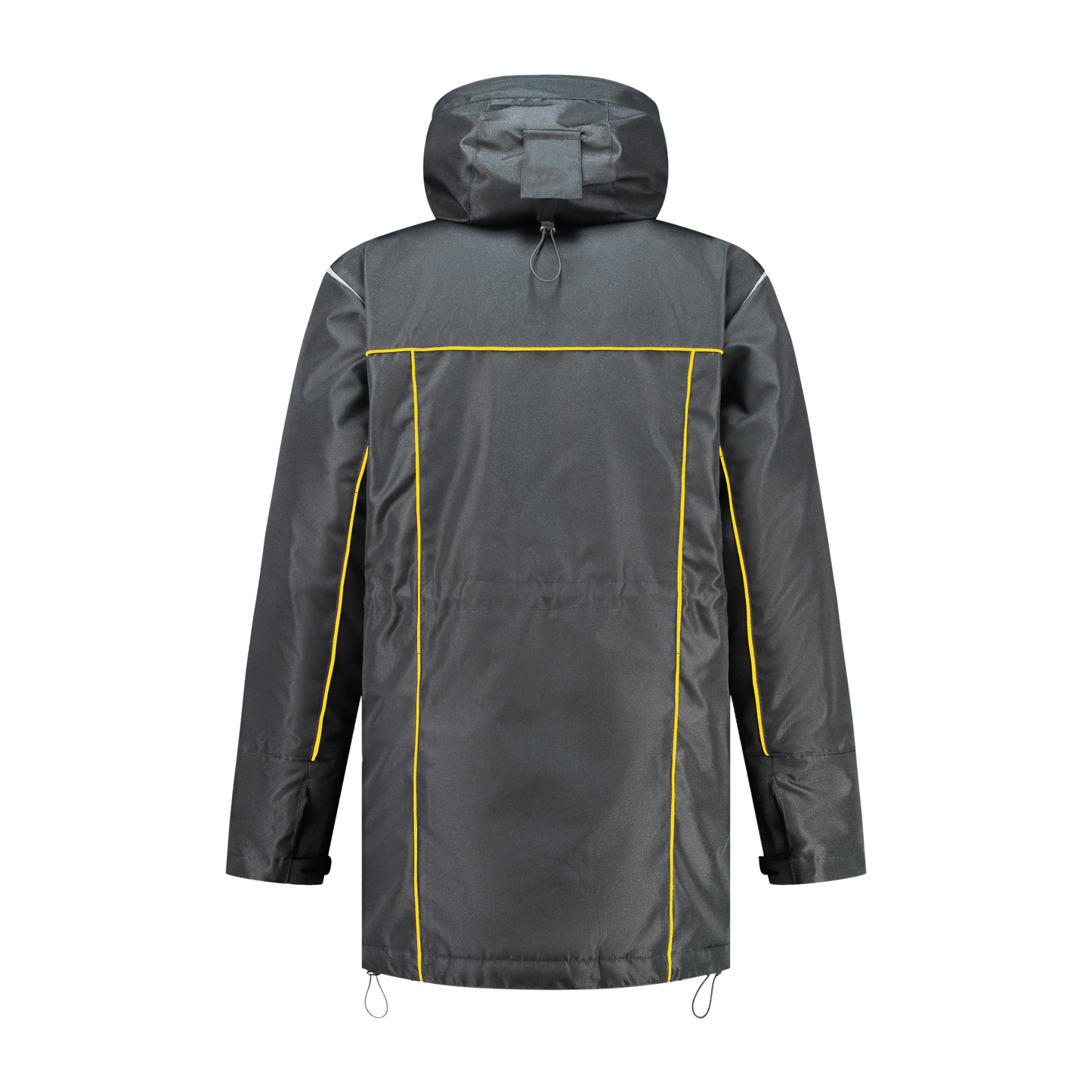 Winter werkjas antreciet met kleuraccent geel- voor professionals warm, waterdicht en herkenbaar