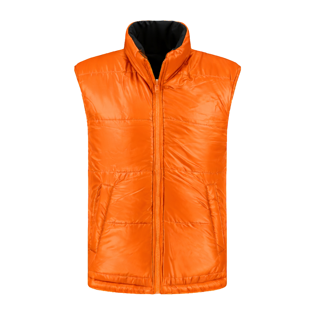 Bodywarmer Zwart met kleuraccent oranje-  voor professionals comfortabel, duurzaam en representatief