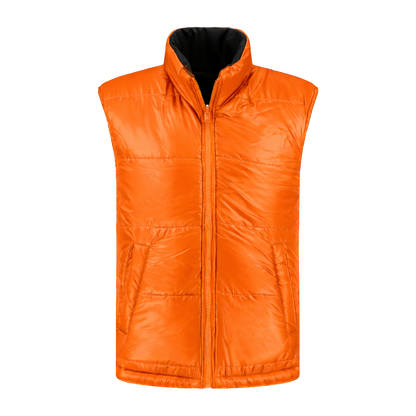 Bodywarmer Zwart met kleuraccent oranje-  voor professionals comfortabel, duurzaam en representatief