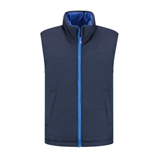 Bodywarmer Navy met kleuraccent blauw-  voor professionals comfortabel, duurzaam en representatief